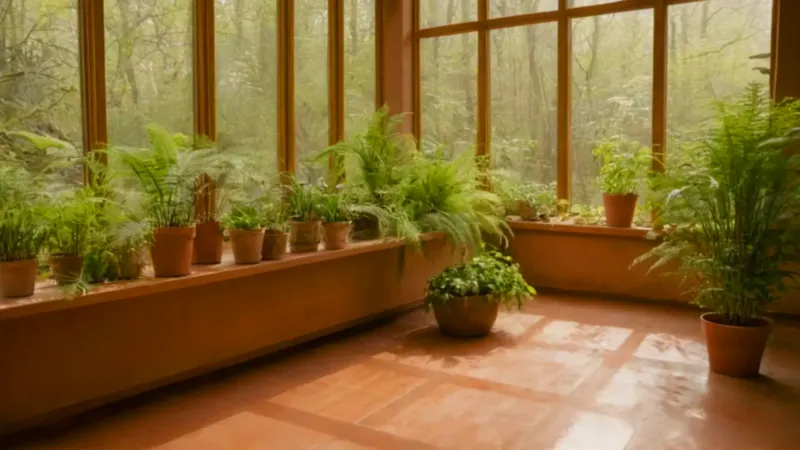 Una persona cuida plantas en un invernadero