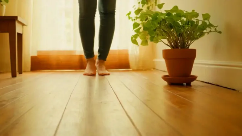 Una persona cuida su planta en calma