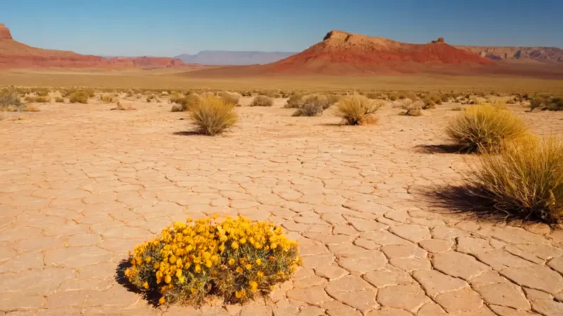 Alguien contempla una flor en el desierto