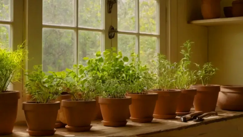 Persona atendiendo plantas en un taller soleado