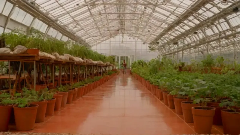 Luminoso invernadero repleto de plantas