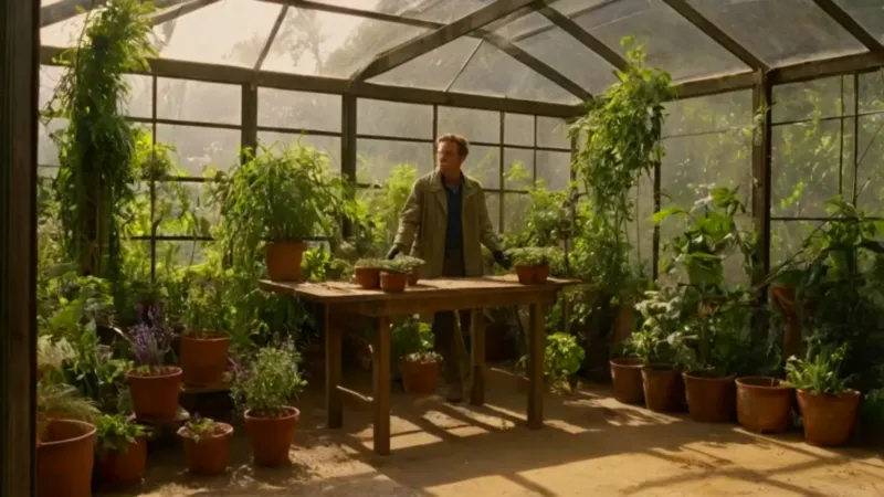 Un botánico trabaja en un viejo invernadero