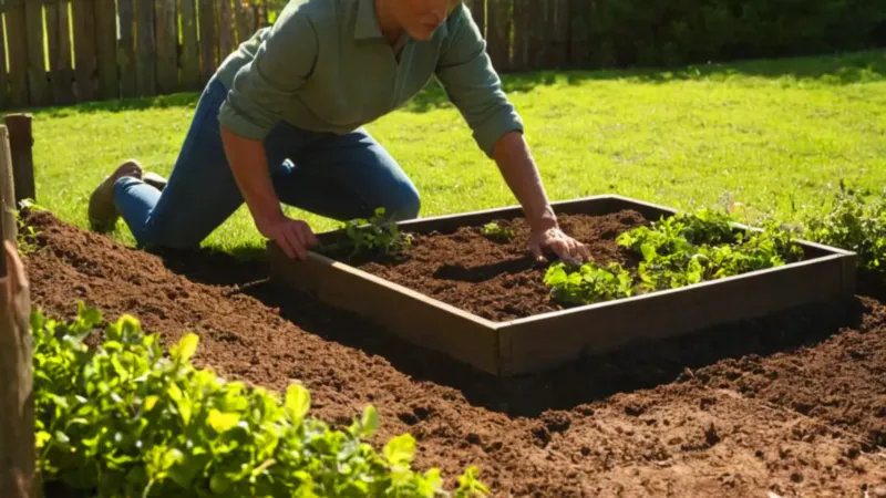 Una persona siembra en el jardín