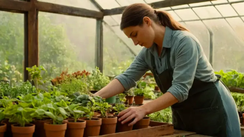 Plantando con esmero en el invernadero