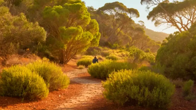Una persona contempla la naturaleza al atardecer