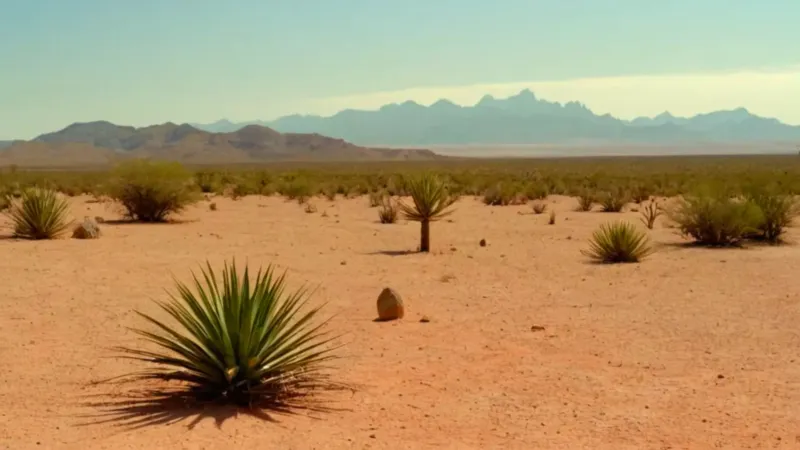 Figura observa el suelo del desierto
