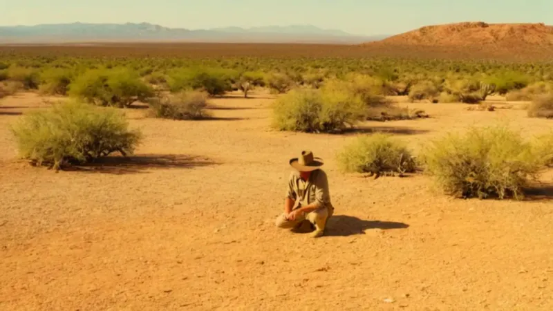 Alguien observa un cactus en el desierto