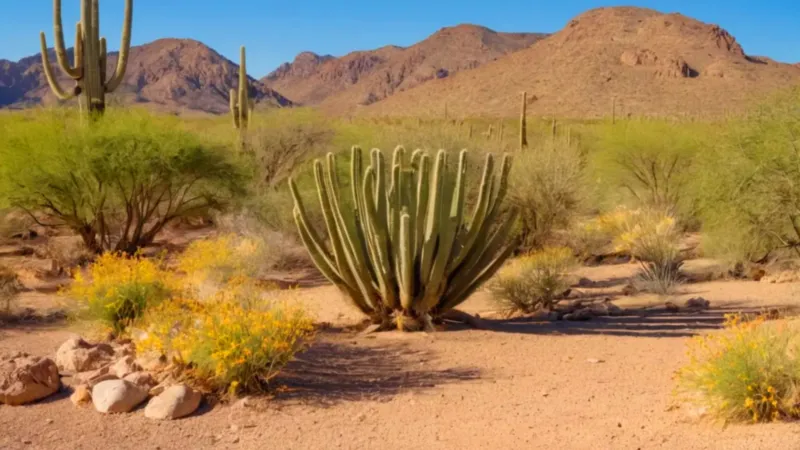 Una persona contempla una flor del desierto
