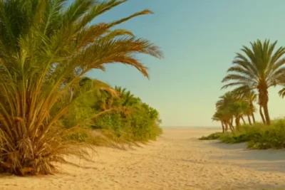 Un oasis verde en el vasto desierto