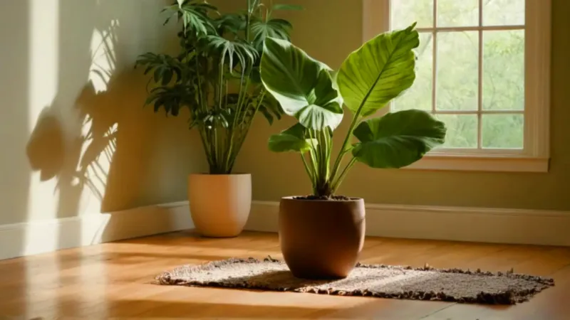 Alguien limpia una planta bajo el sol