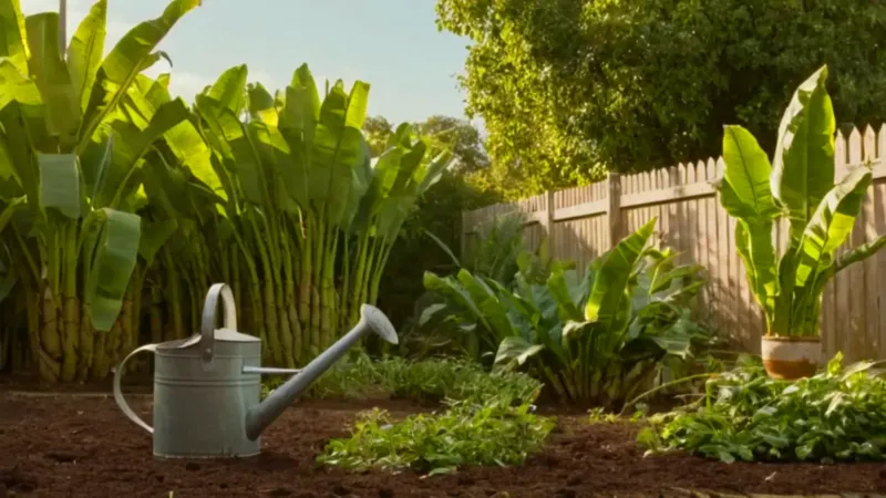Alguien trabaja en un soleado platanar