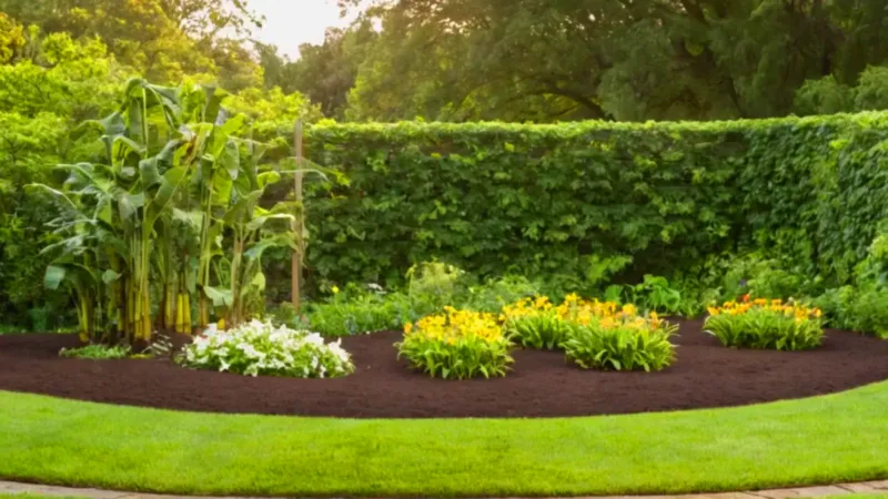 Una persona cuida un platanero al atardecer