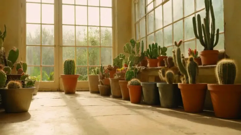 Un jardinero cuida su planta en el invernadero