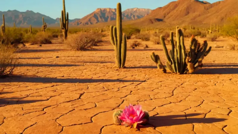 El sol abrasa un desierto solitario