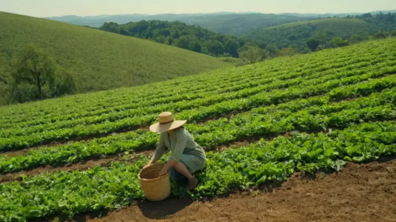 Un campesino cosecha bajo el sol