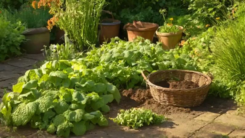 Alguien cosecha raíces en el jardín