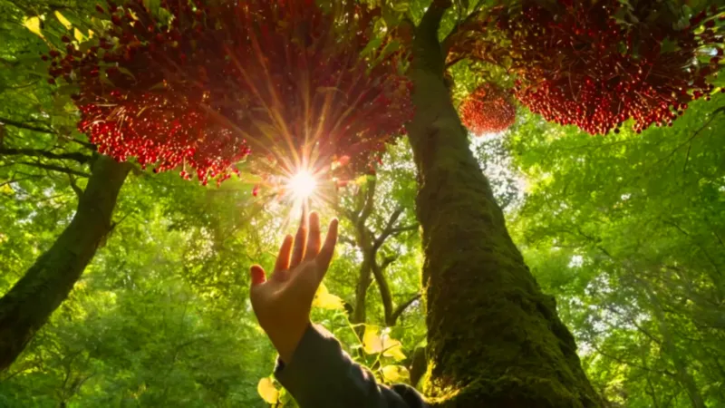 Cosechando fruta roja en el huerto