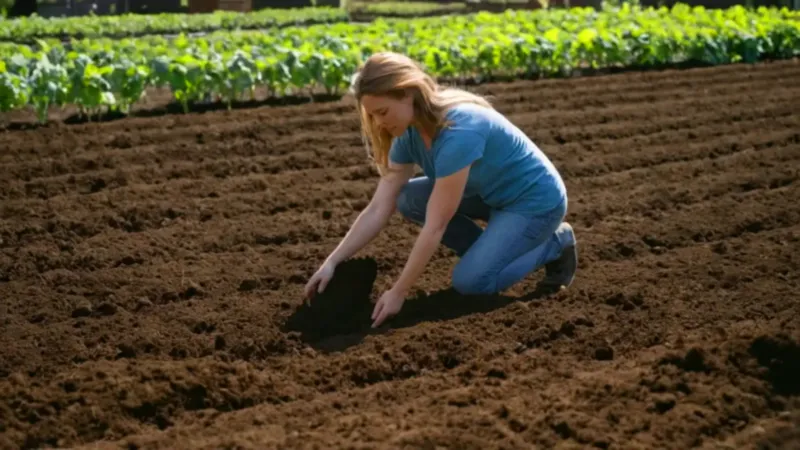 Una persona siembra la tierra