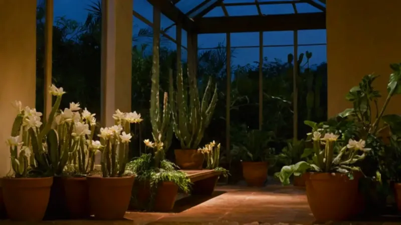 Solitaria contemplación de un cactus florecido