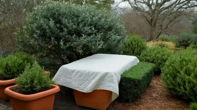 Alguien protege una planta del frío