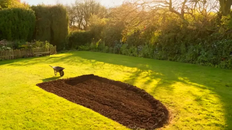 Una figura trabaja la tierra al atardecer