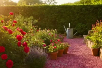 Un jardinero cuida sus rosales
