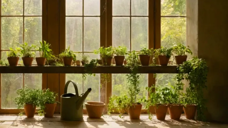 Una persona cuida plantas bajo el sol