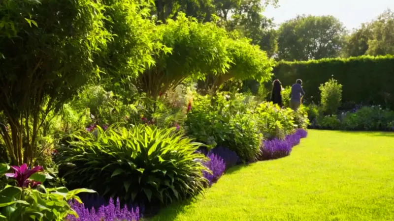 Persona cuidando su jardín de flores