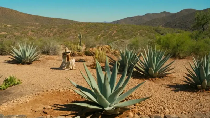 Una persona cultiva áloes en el desierto