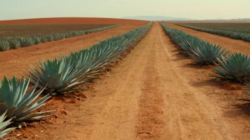 Figura solitaria entre agaves bajo el sol