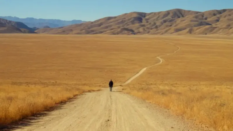 Una figura solitaria en un paisaje árido