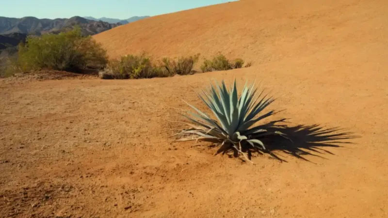 Una figura solitaria cultiva en el desierto