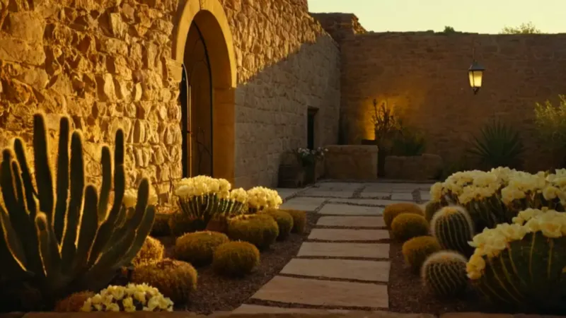 Figura contempla las flores nocturnas del cactus
