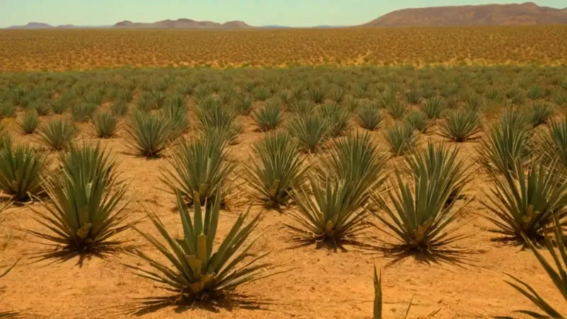Un hombre empequeñecido en el vasto henequenal