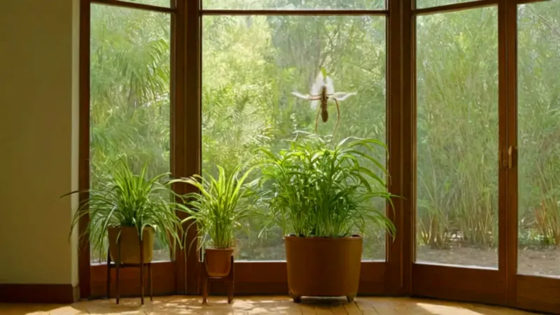 Silueta entre plantas bañadas por el sol