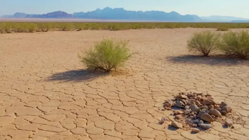 Una persona planta un árbol en el desierto