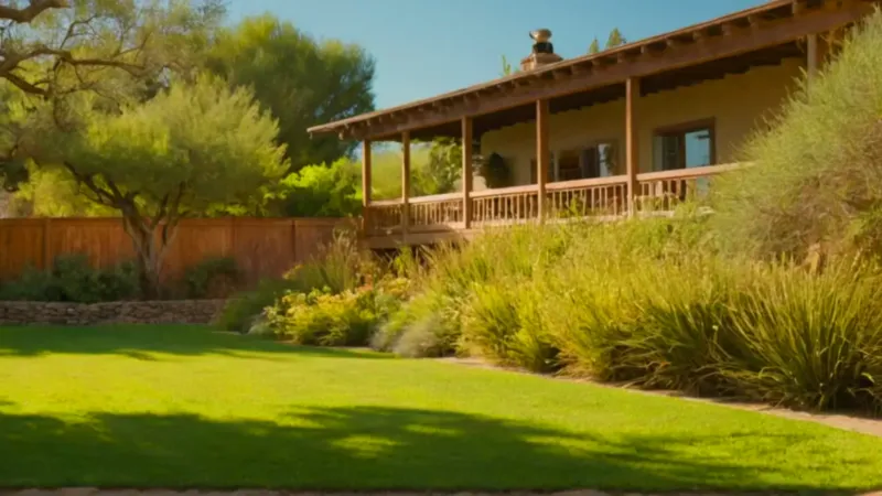 Alguien cuida su jardín al atardecer