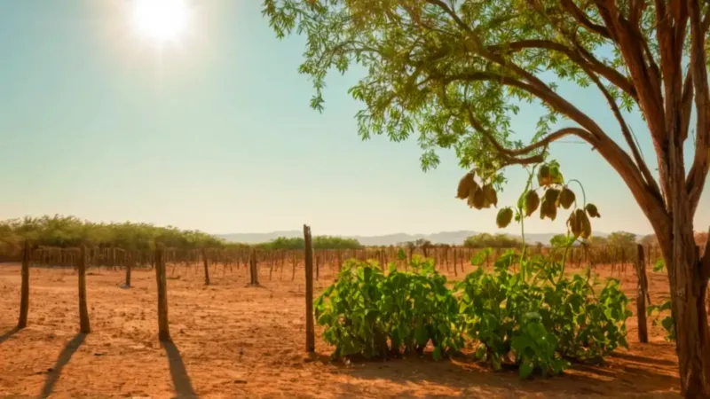 Mujer en un huerto soleado