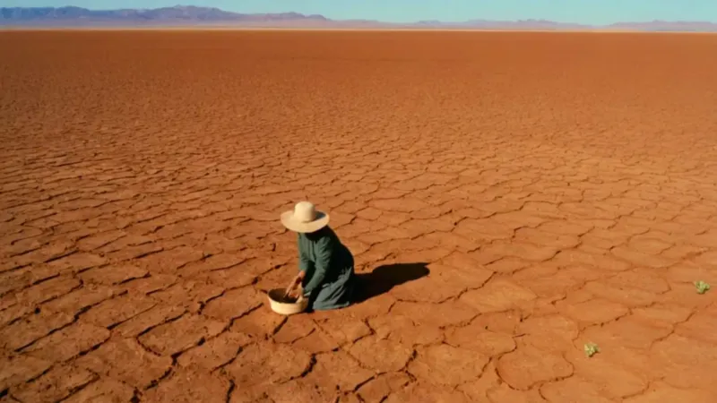 Un hombre siembra vida en tierra árida