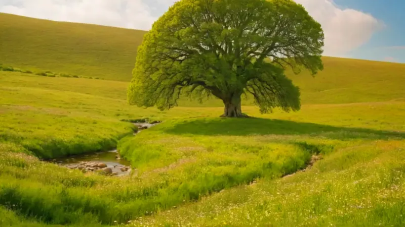 Un paisaje sereno con un árbol