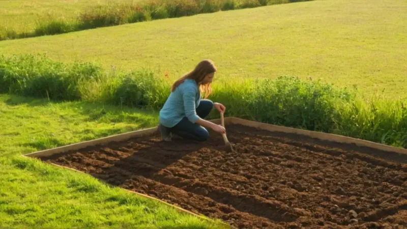Una figura cultiva la tierra al amanecer