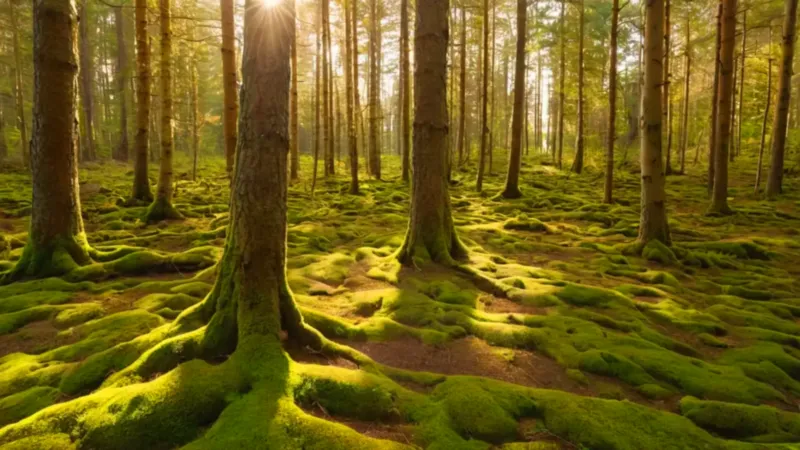 Alguien cosecha frutos rojos en el bosque