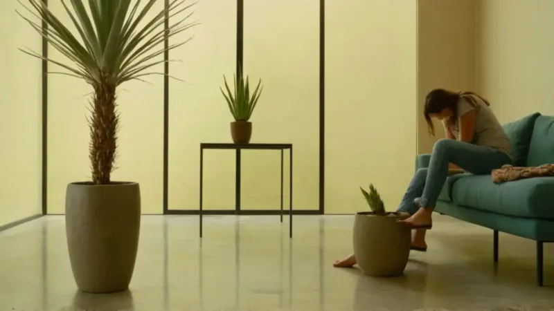 Alguien poda una yuca en un salón