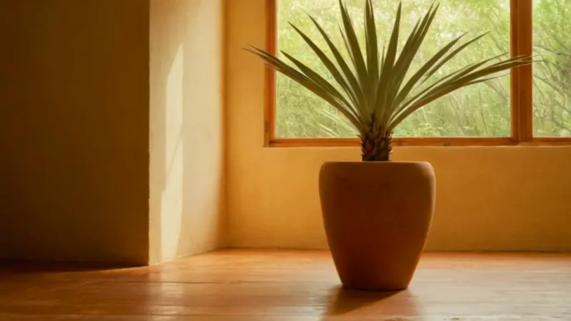 Una persona cuida su planta a contraluz