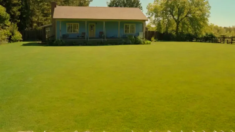 Jardín suburbano bajo un sol abrasador