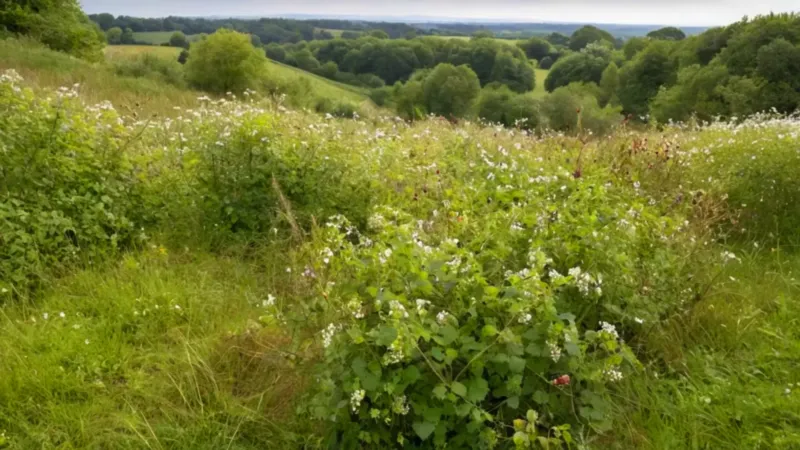Una figura recoge moras en el campo